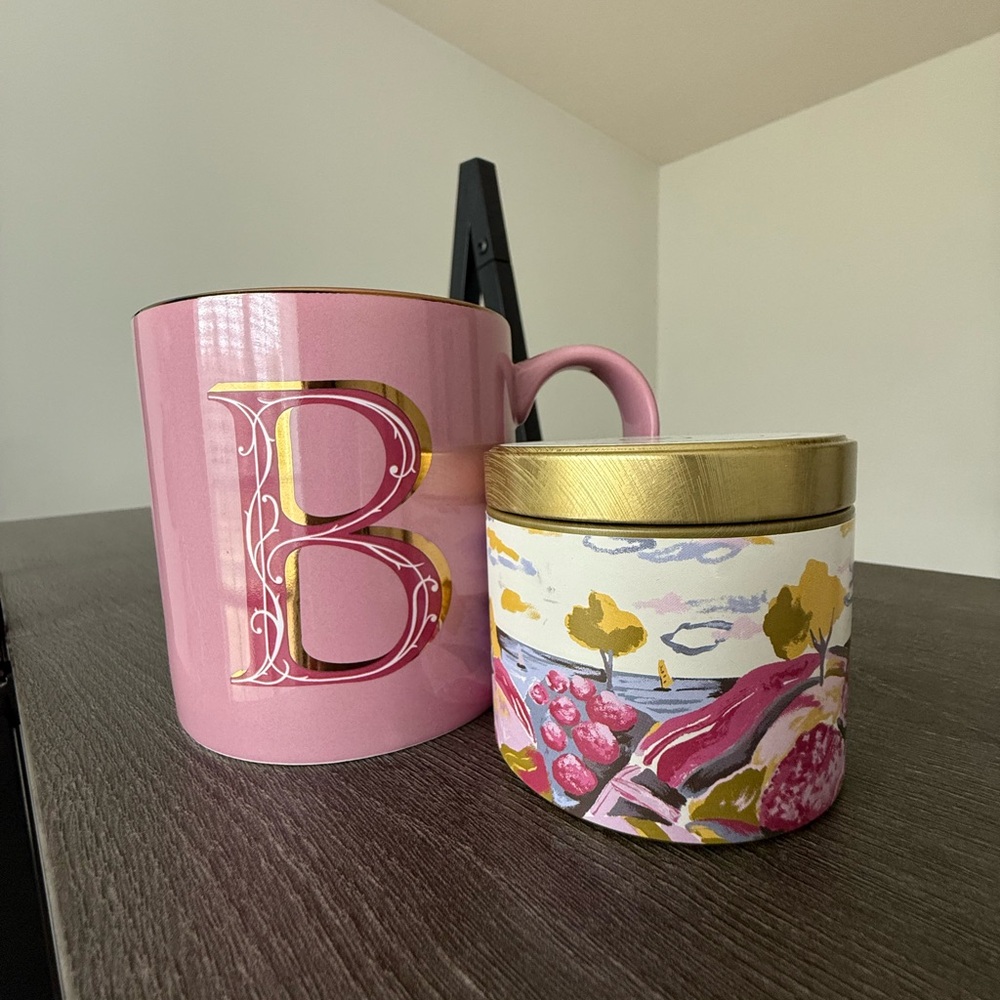 Opalhouse Pink Monogram "B" Mug & Lavender Shores Candle Gift Set NWT
